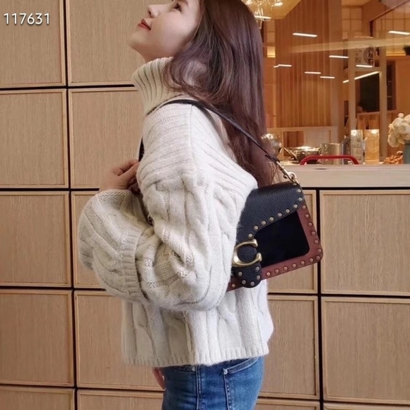 Coach Tabby 26 Black and Brown Shoulder Bag with Gold Accents